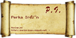 Perka Irén névjegykártya
